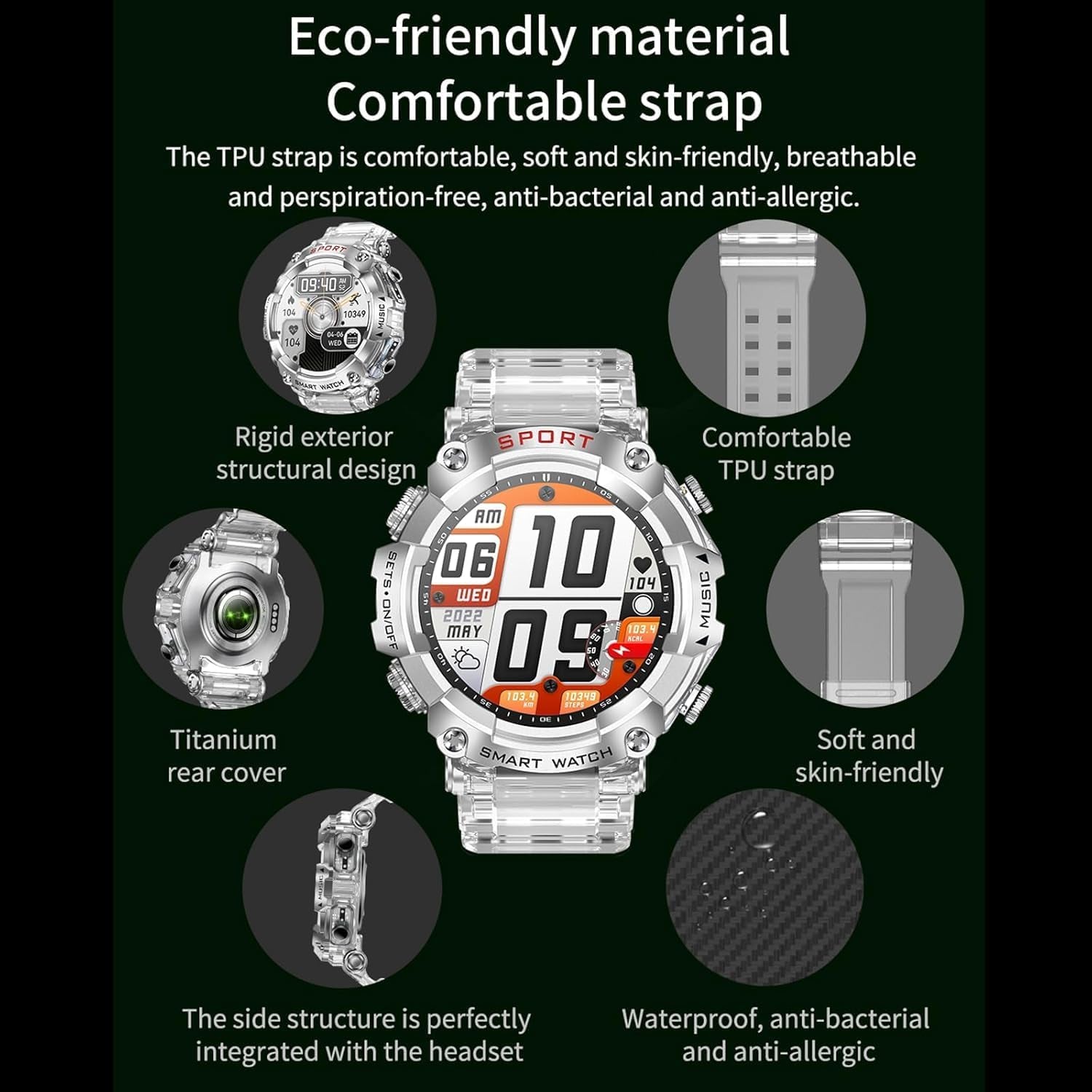 Smart Watch with Earbuds for Women Men,1.52" HD Touch Screen & Bluetooth Call (Make/Answer),Activity Tracker 2 in 1 Heart Rate Monitor,Bluetooth Watch with Local Music for Android Ios