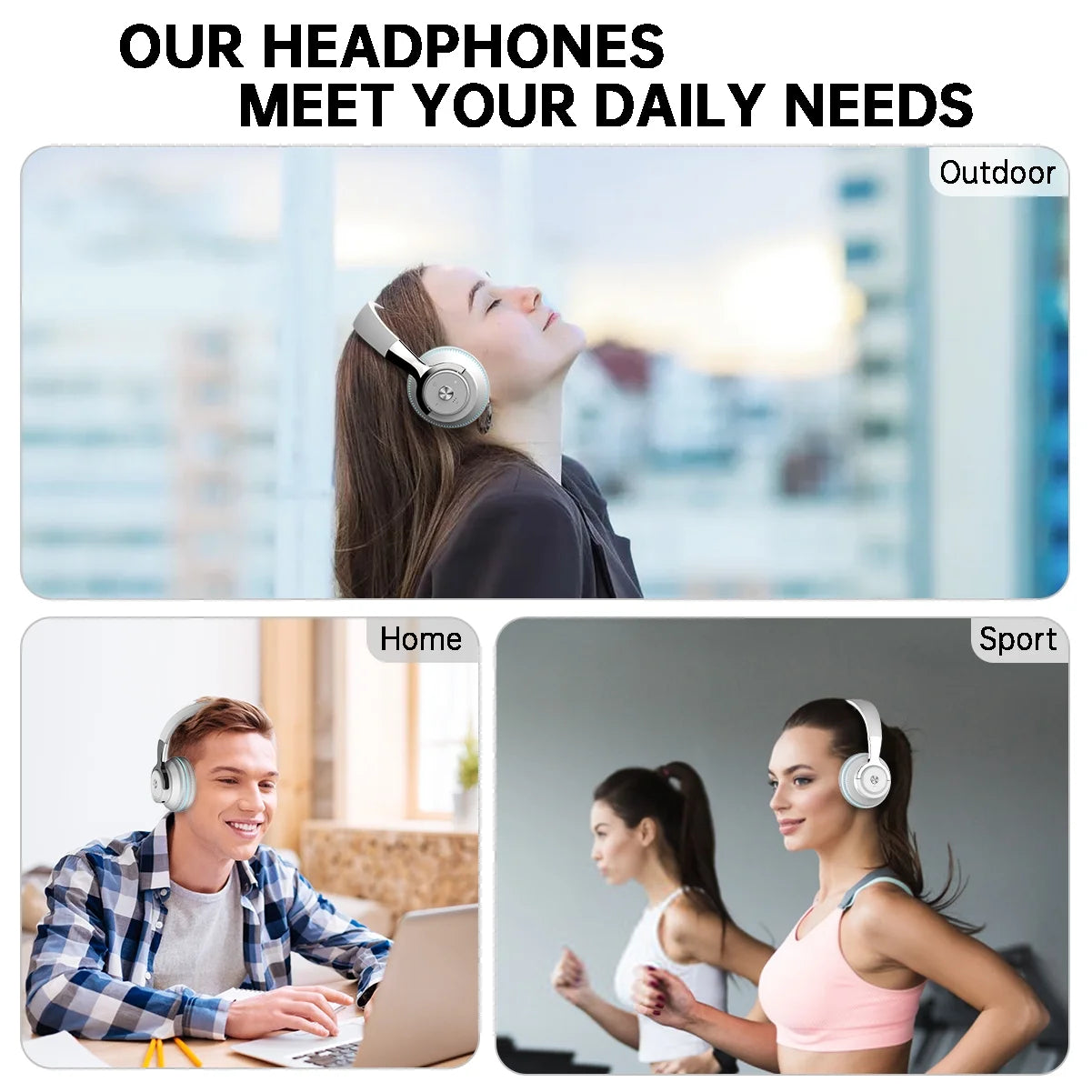 Wireless On-Ear Headphone, Upgrade Bass Hifi Stereo, Foldable & Wireless Wired Mode, Noise Isolating over Ear Headphone W/ Microphone and Volume Control, for Laptop Cell Phone