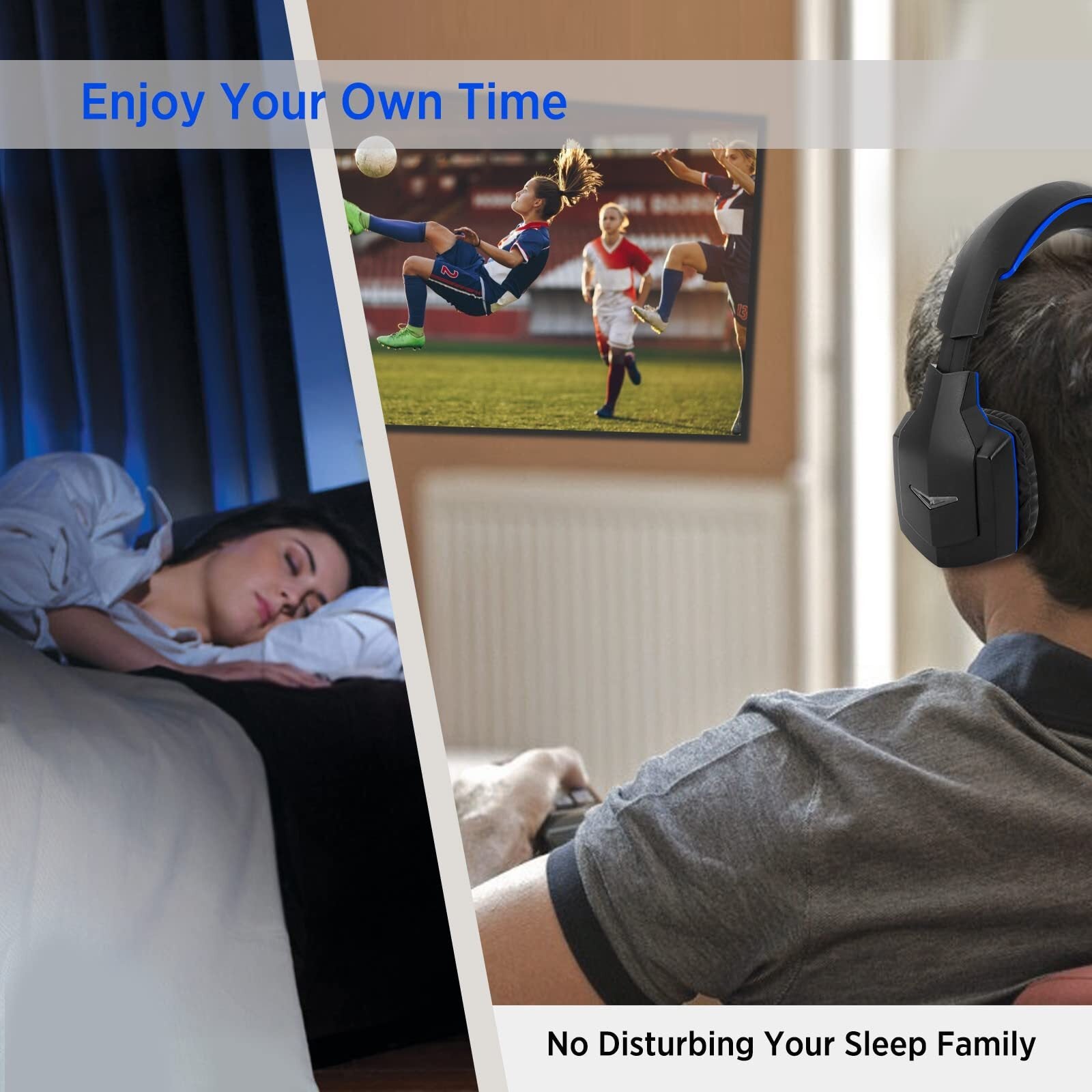 Wireless Headphones for TV Watching with 5.8Ghz RF Transmitter Charging Dock,...