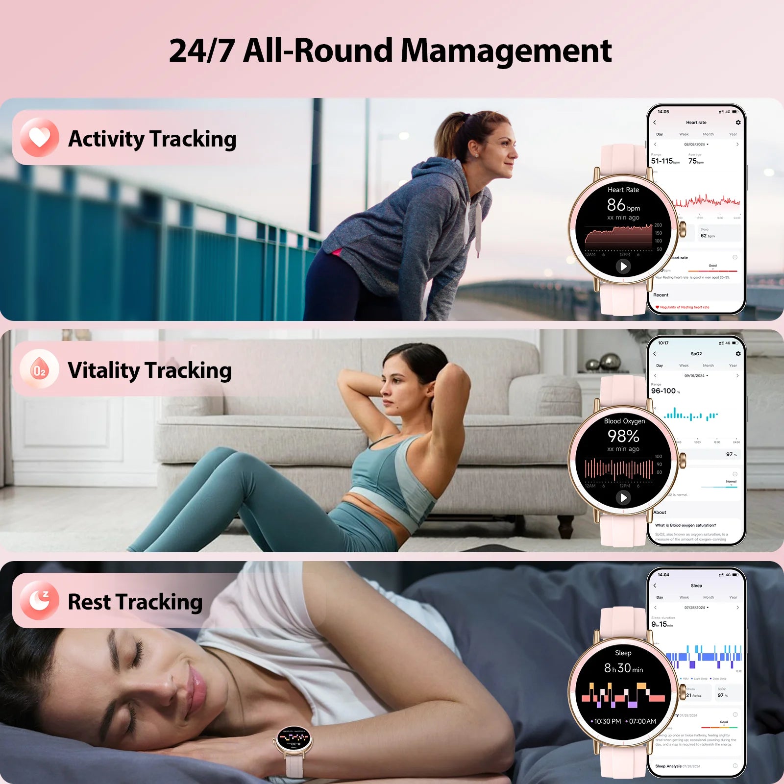 Smart Watches for Women, 1.27" HD Touchscreen Fitness Tracker with Bluetooth Calls, 100+ Sport Modes Ladies Smart Watch, IP68 Waterproof Smartwatch Compatible Ios/Android