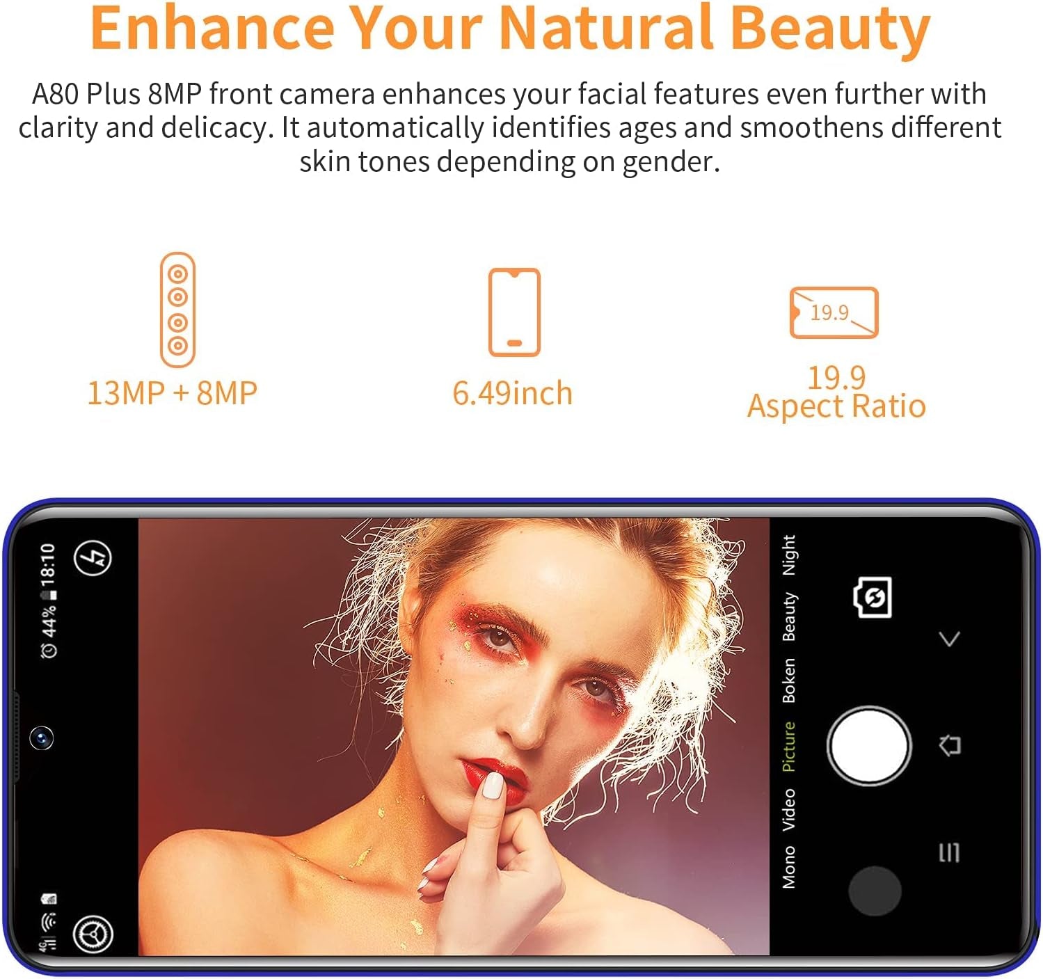 Unlocked Smartphones,  A80Plus, 4G Bundle Android 10 OS Android Phone, Dual Sim Unlocked Cell Phones, 4GB+64GB ROM, 6.5" HD+ Fingerprint Face Detection, 4680Mah Capacity Battery Tmobile Phone