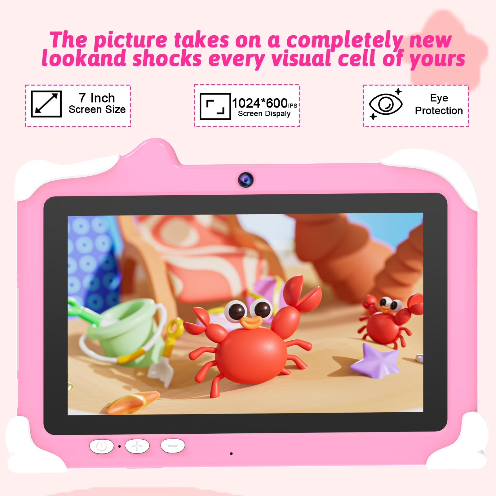 Android 12 Kids Tablet, 7 Inch Tablet for Kids, 4GB RAM 32GB ROM Toddler Tablet, 1.5Ghz Quad-Core Processor, Safety Eye Protection Screen, Parental Control APP, Tablet with Shockproof Case