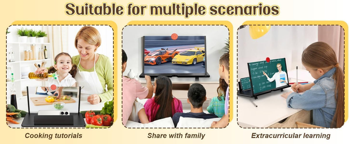 14" Screen Magnifier for Cell Phone, Mobile Phone 3D HD Magnifying Projector Screen Enlarger for Movies, Videos and Gaming, Foldable Phone Stand with Screen Amplifier,Gifts for Mom Dad