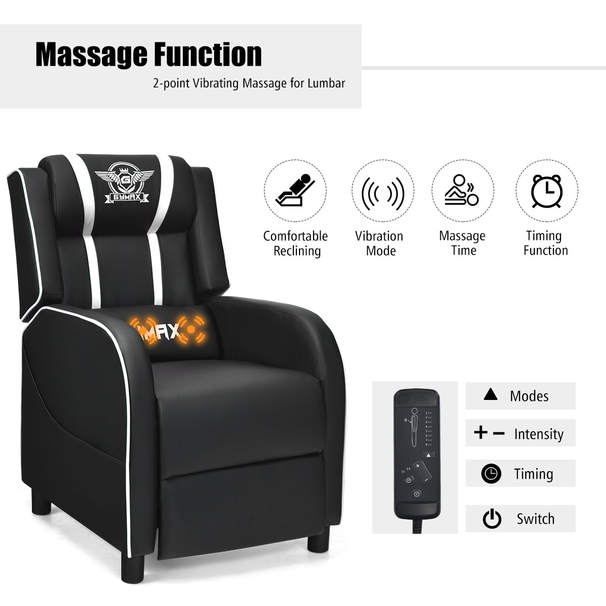 Massage Gaming Recliner Chair Racing Single Lounge Sofa Home Theater Seat