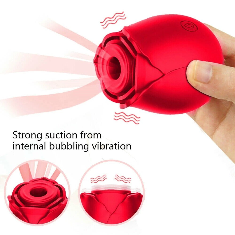 Rose Suction Vibrator Sucking Breast Pump Women Toy Nipple Sucker Rechargeable
