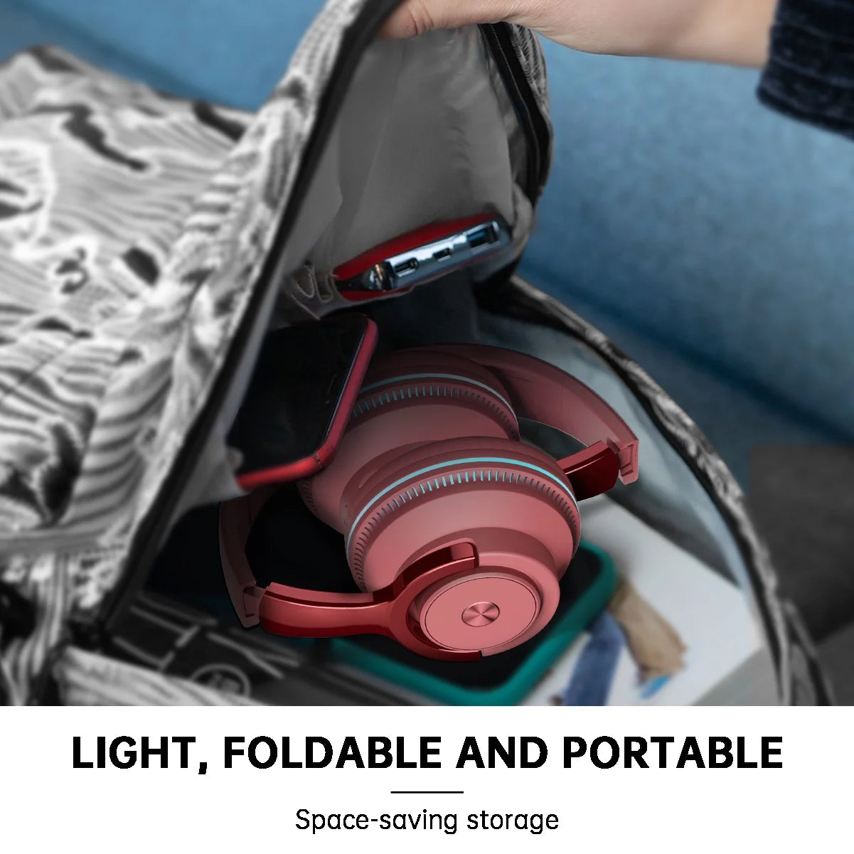 Wireless On-Ear Headphones, Upgraded Bass Hifi Stereo, Foldable and Wireless Wired Mode, Noise Isolating Over-Ear Headphones with Mic and Volume Control for Computer Laptop Mobile