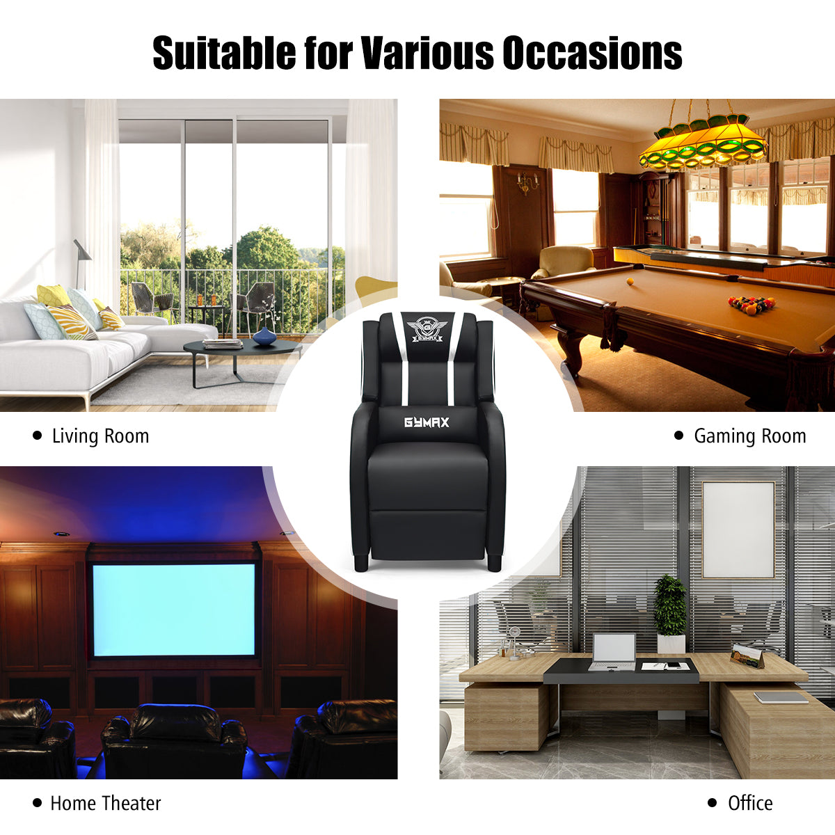Massage Gaming Recliner Chair Racing Single Lounge Sofa Home Theater Seat