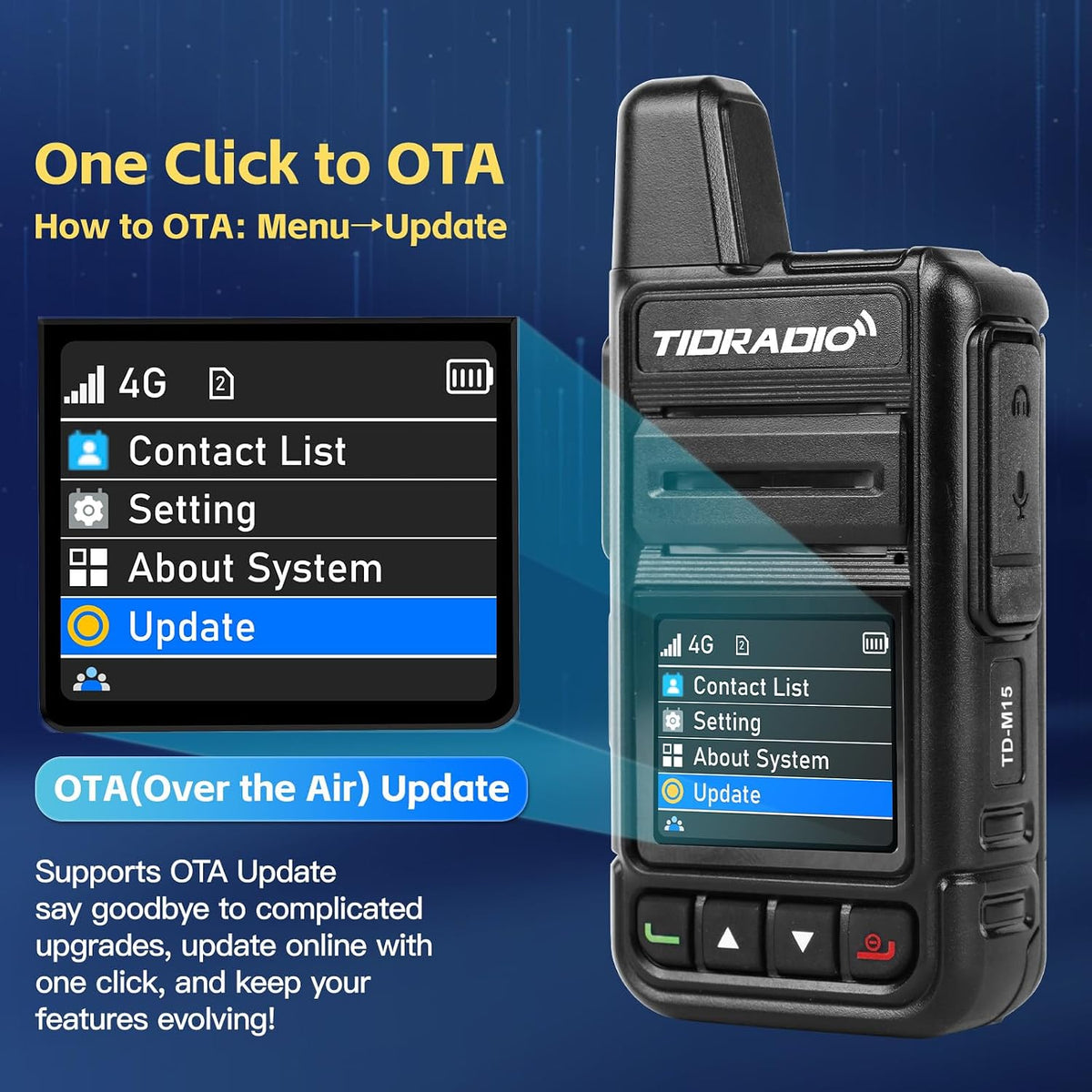 TD-M15 Rapid Global Walkie Talkies 5000 Mile Long Range Poc Radios, 4G LTE Unlimited Range Nationwide PTT Two Way Radios for Family, Logistics, Company, Construction with Sim Card (8Pcs)
