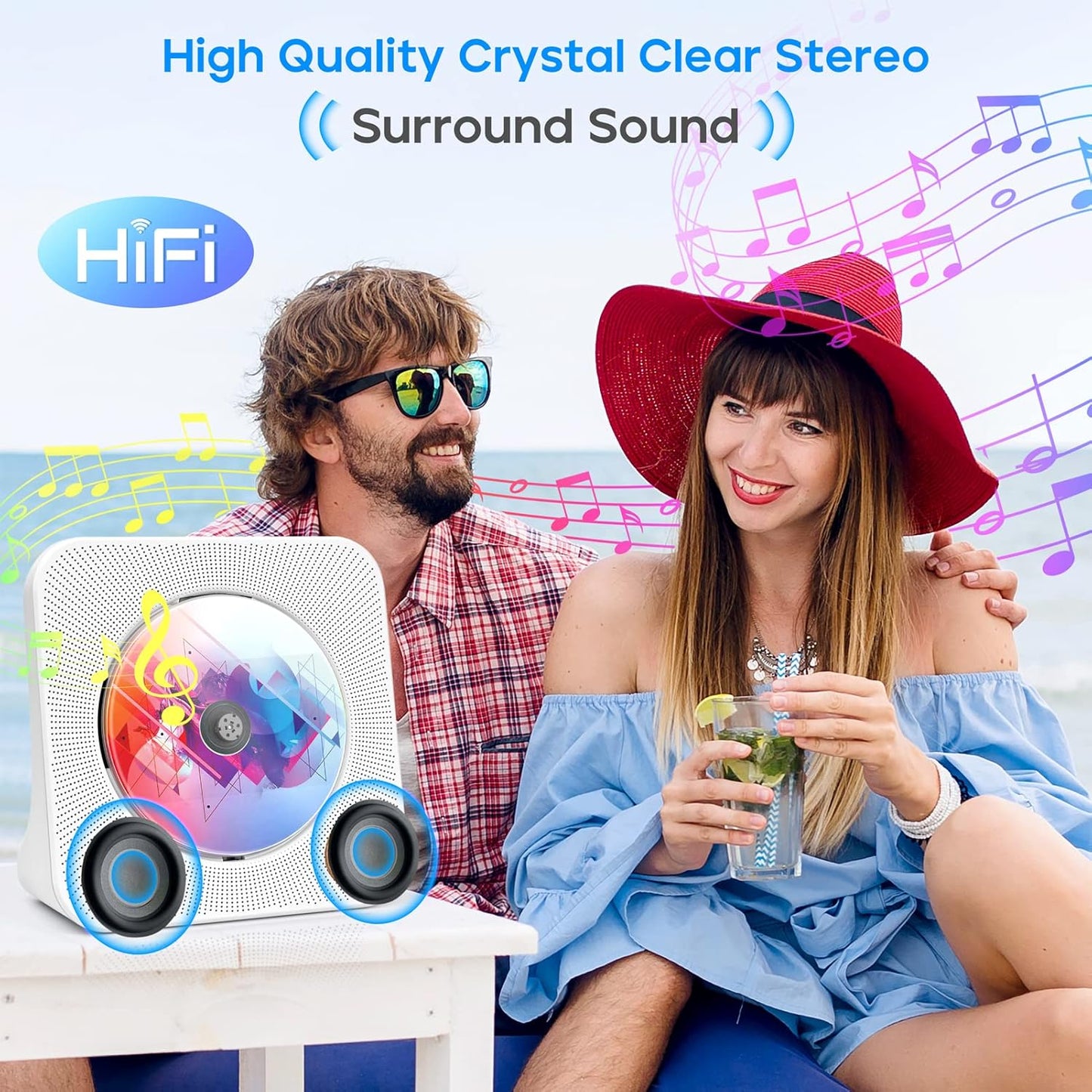 Bluetooth Portable CD Player with Speakers & Remote - FM Radio & USB Support