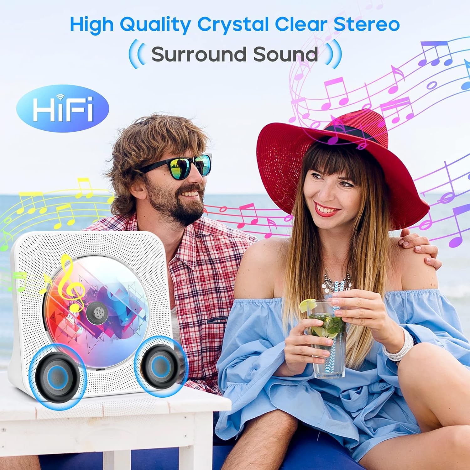 Bluetooth Portable CD Player with Speakers & Remote - FM Radio & USB Support