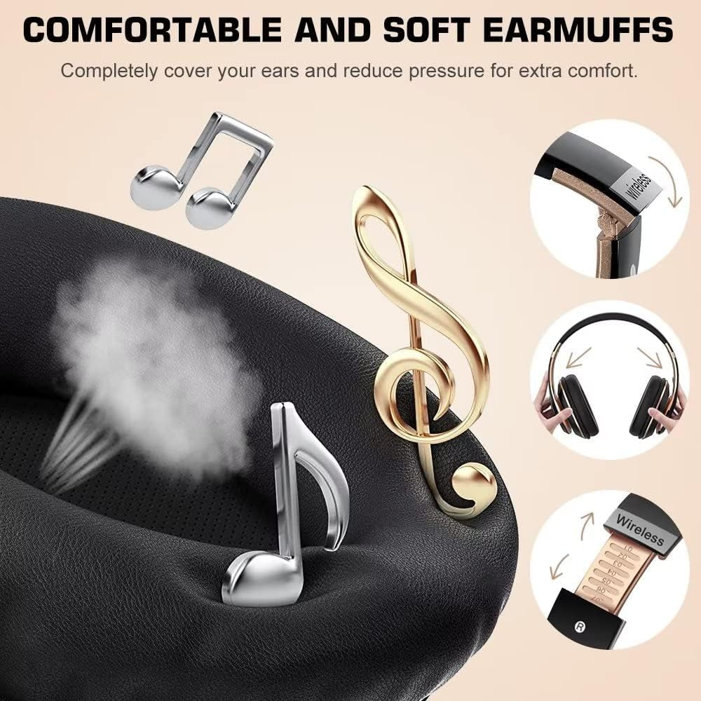 6S Wireless Bluetooth Headphones over Ear, Hi-Fi Stereo Foldable Wireless Stereo Headsets Earbuds with Built-In Mic, Volume Control, FM for Phone/Pc (Black & Gold)