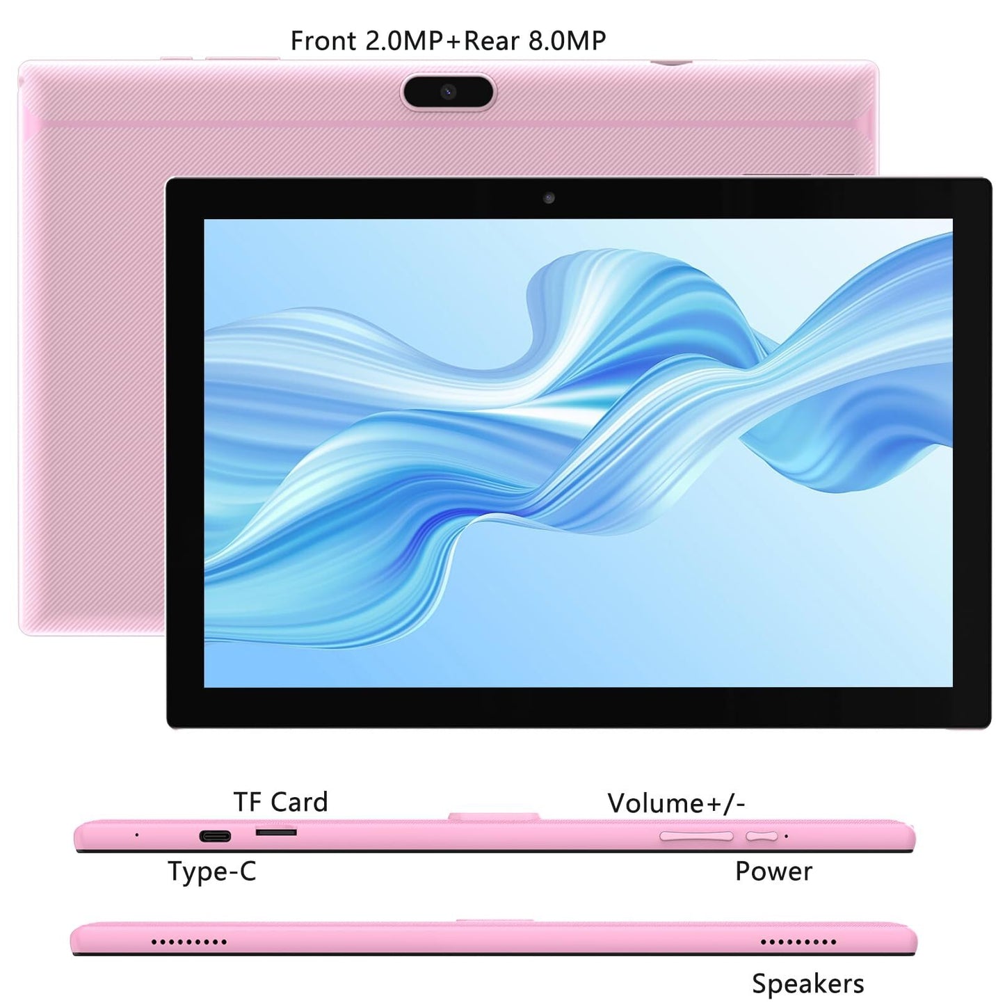 Android 14 Tablet 10 Inch, 2024 Newest 2 in 1 Tablets with Keyboard/ Mouse/ C...