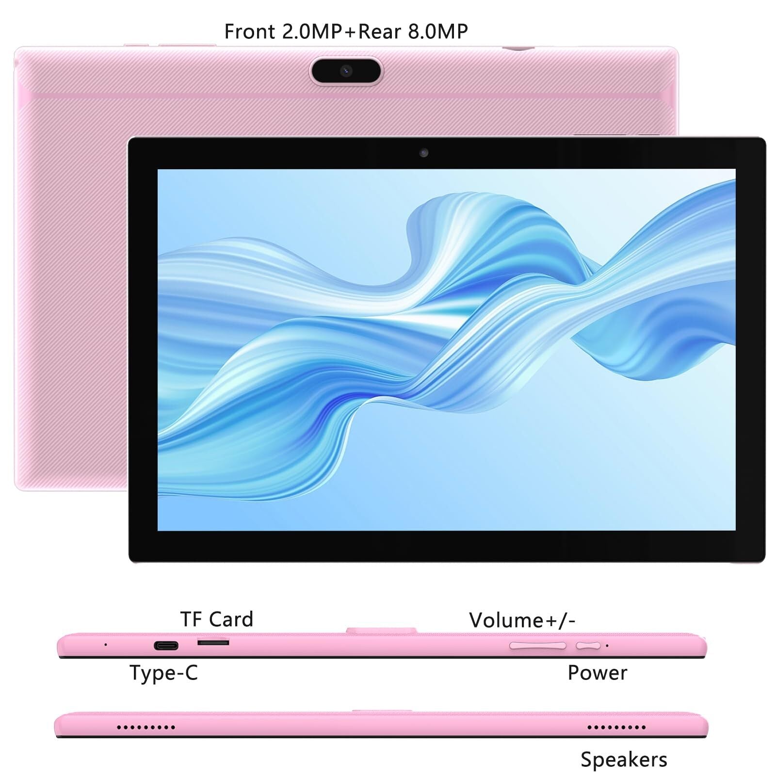 Android 14 Tablet 10 Inch, 2024 Newest 2 in 1 Tablets with Keyboard/ Mouse/ C...