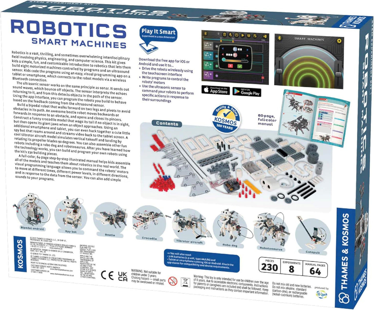 | Robotics Smart Machines | Robotics for Kids 8 and up | STEM Kit Builds 8 Robots | Full Color Manual to Help with Assembly | Requires Tablet or Smartphone | Parents' Choice Gold Award