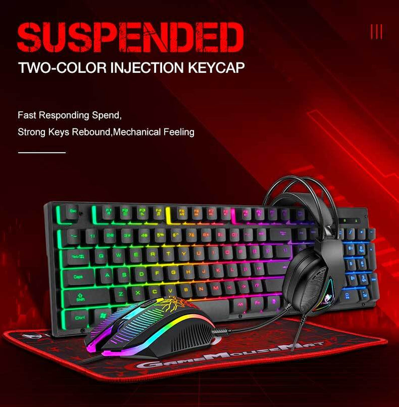 RGB PC Gaming Keyboard Mouse & Headset Set LED Gamer Bundle Mechanical Kits 4IN1