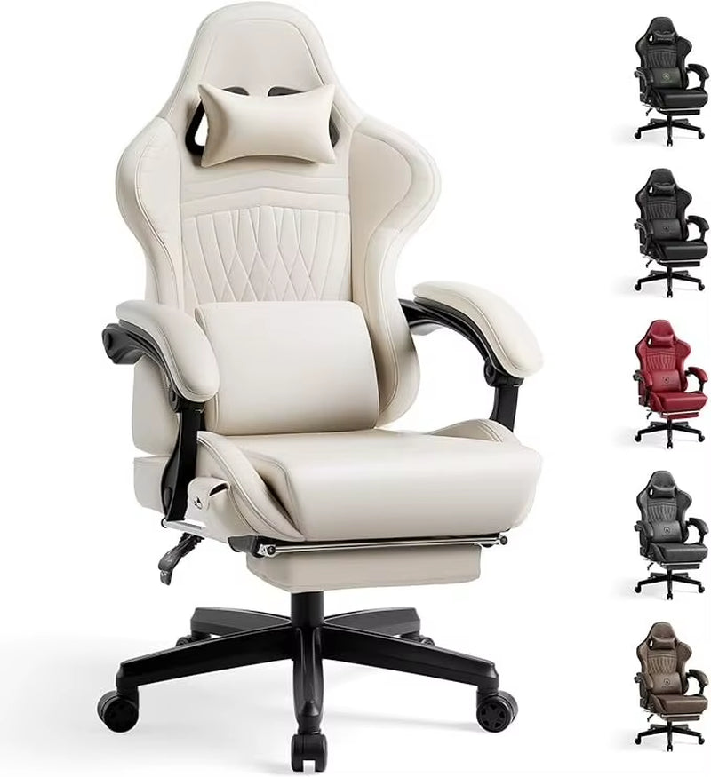 Gaming Chair with Speakers, Video Game Chairs with Footrest, PC Gamer Chairs for Adults - Padded High Back Ergonomic Re