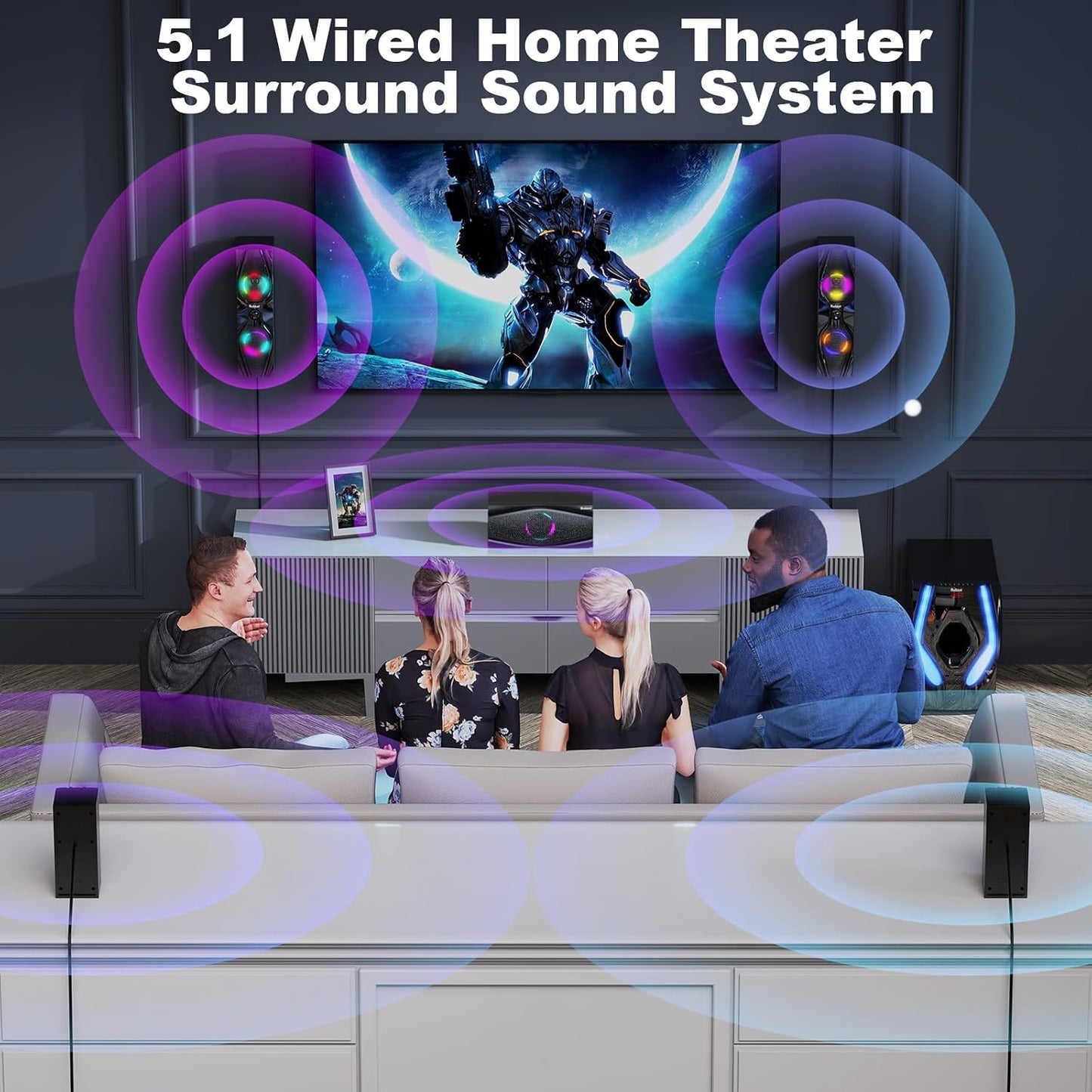 Home Theater Systems Surround Sound Speakers,1200 Watts Peak