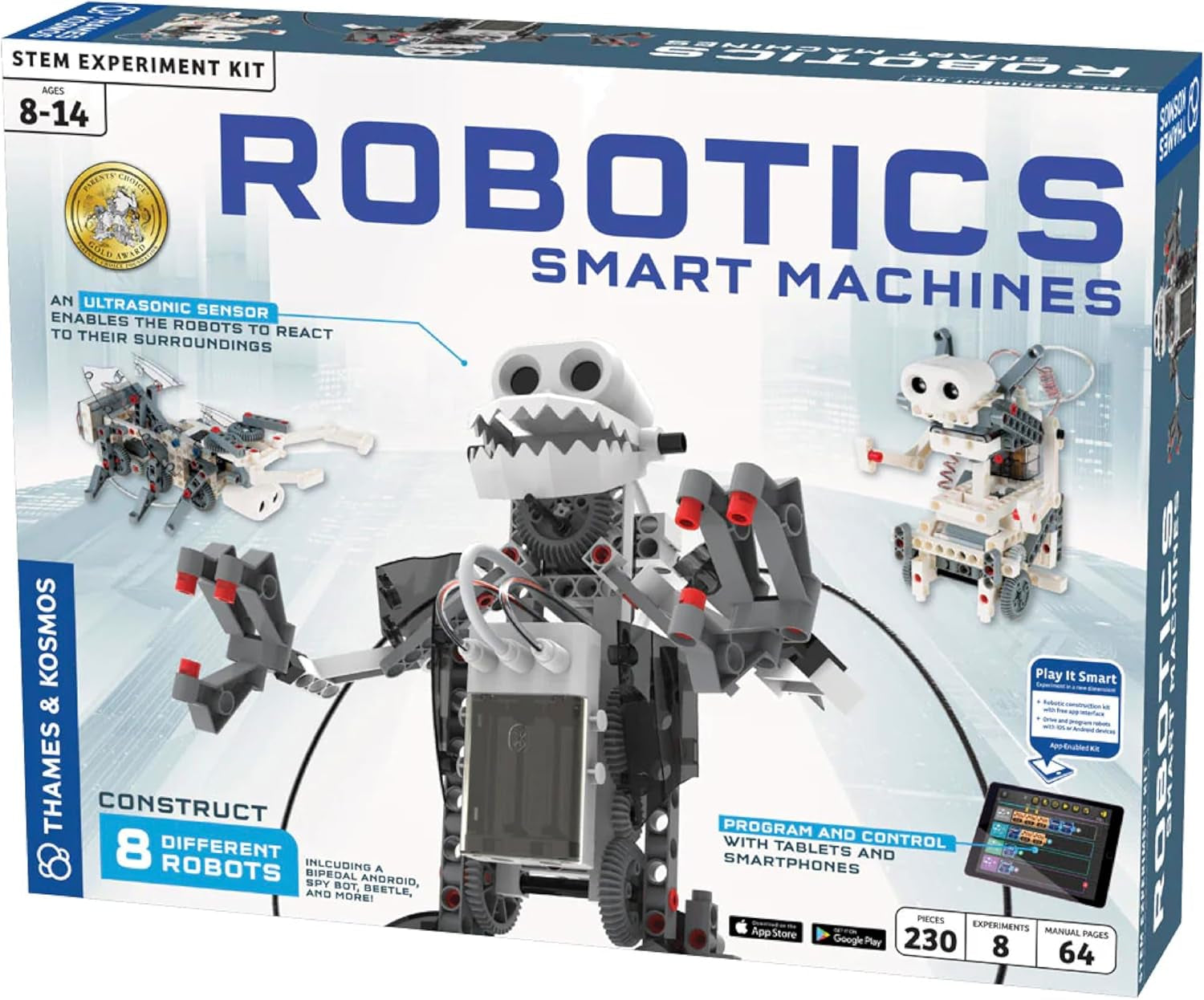| Robotics Smart Machines | Robotics for Kids 8 and up | STEM Kit Builds 8 Robots | Full Color Manual to Help with Assembly | Requires Tablet or Smartphone | Parents' Choice Gold Award