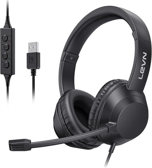 Headset with Mic, USB Headset with Microphone, Computer Headset with Noise Cance