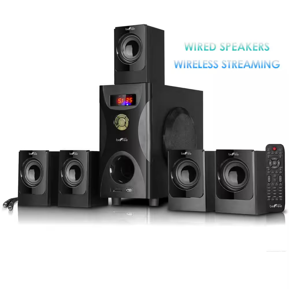 5.1-Channel Surround Sound Bluetooth Speaker System in Black