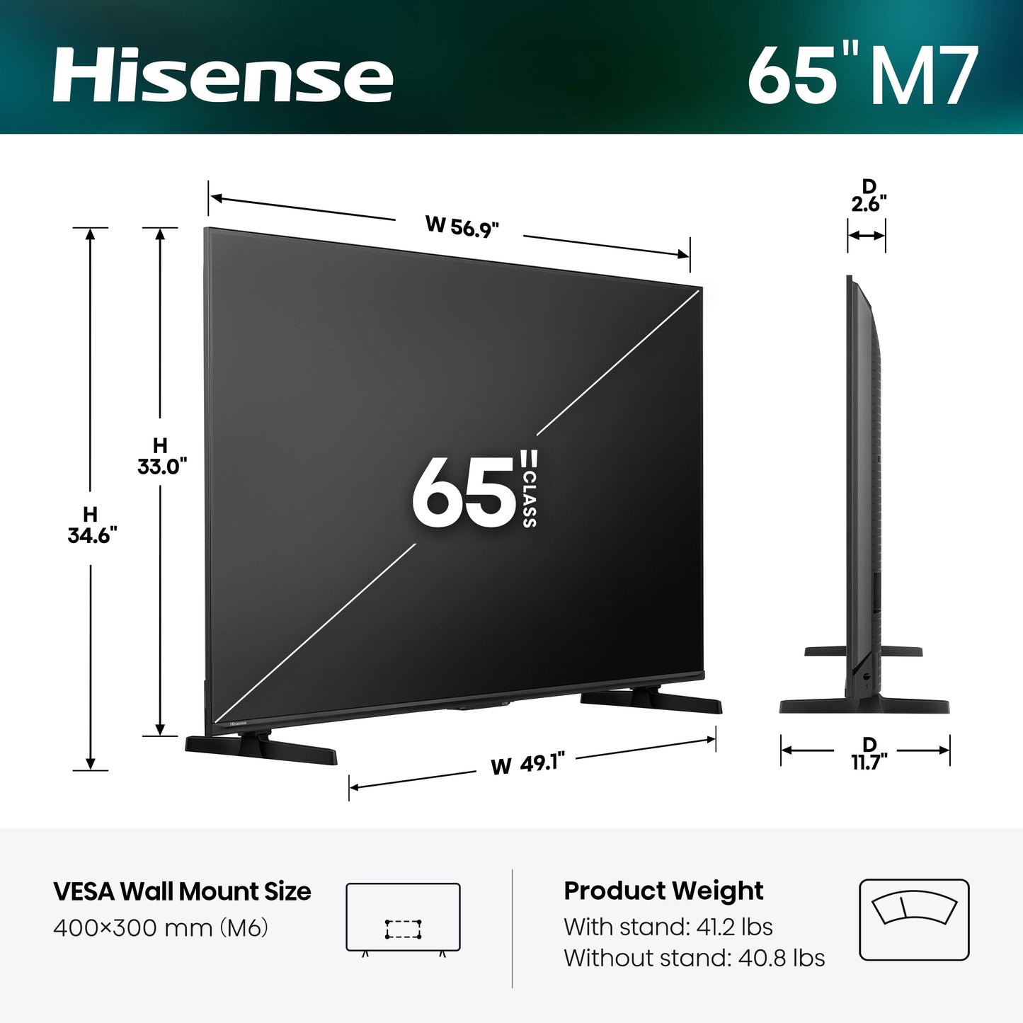 65" M7 Series Mini-Led QLED 4K UHD Google Smart TV (65M7SG, 2026 Model) - Mini LED, Hi - QLED, Dolby Vision, HDR10+, Built-In Subwoofer, Game Mode Pro, AI Smooth Motion, Google Assistant