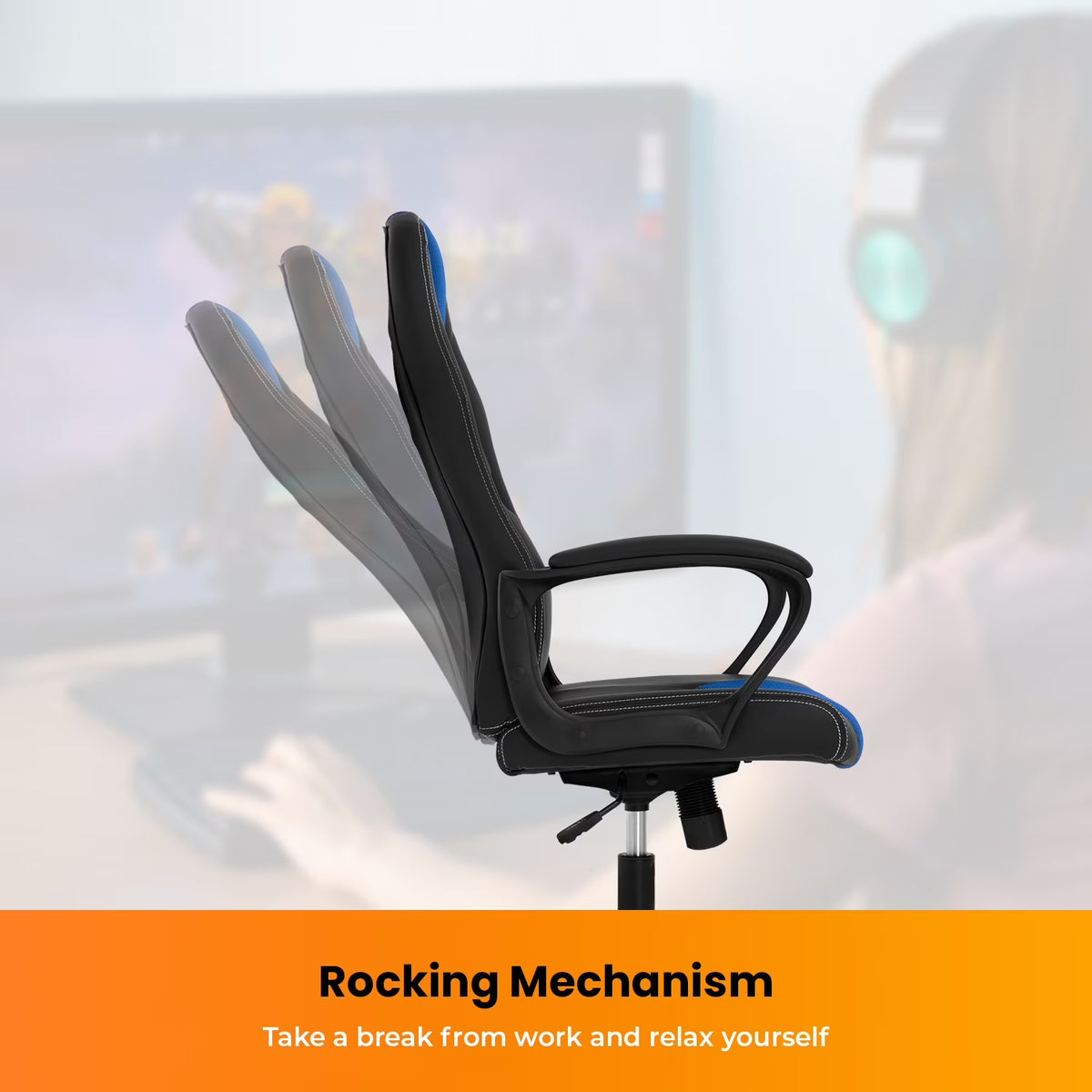 Ergonomic Adults Leather Racing Gaming Chairs with Wheels, IND