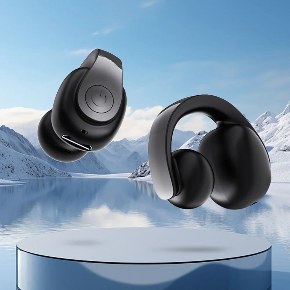 Wireless Ear Clip on Earphone Bluetooth-Compatible 5.4 Headset Waterproof Clip on Headphone Fitness Earbuds for Running Fitness