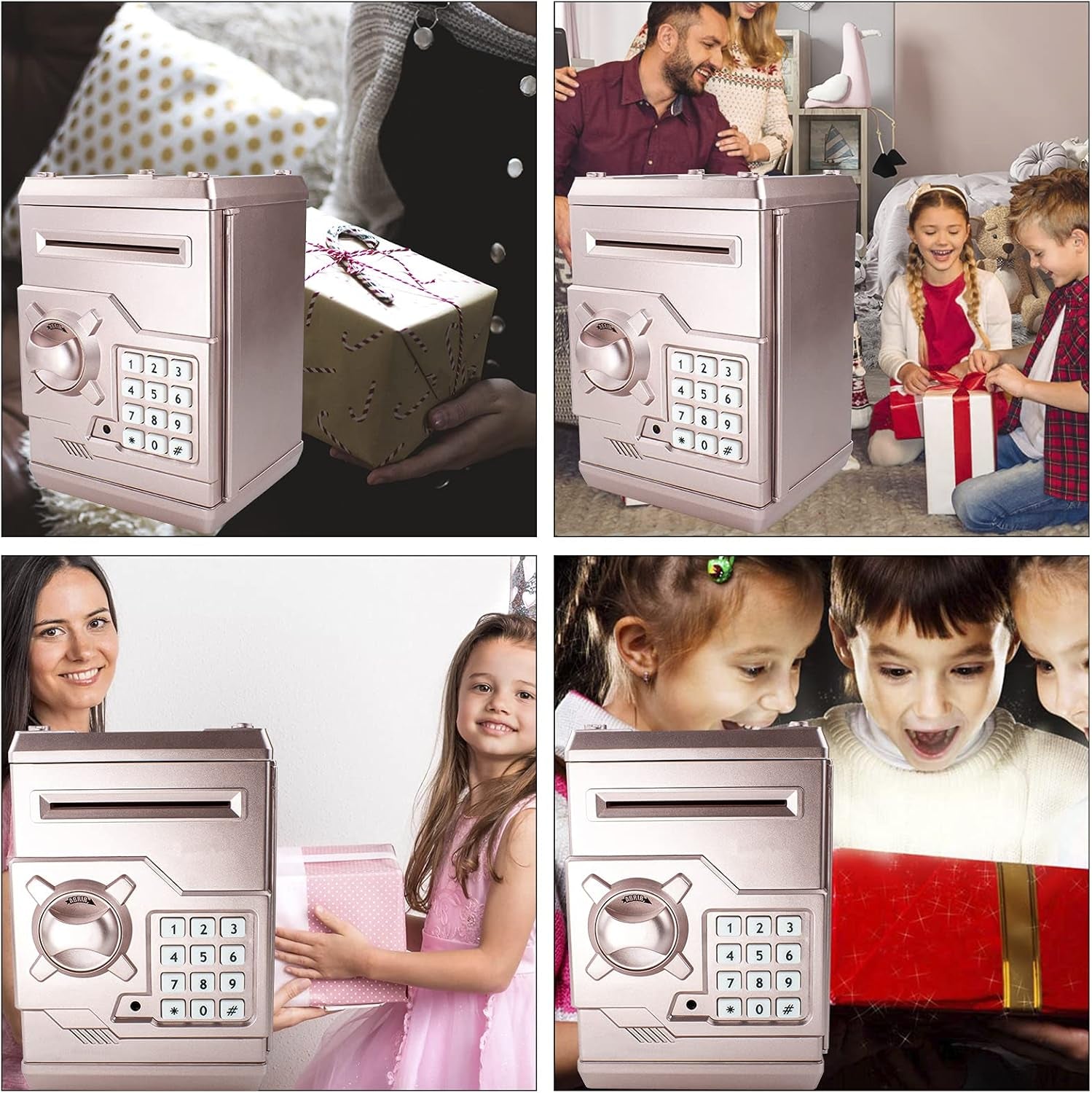 Piggy Banks for Kids, Electronic Password Code Money Banks ATM Banks Box Coin Bank for Children Boys and Girls (Rose Gold)