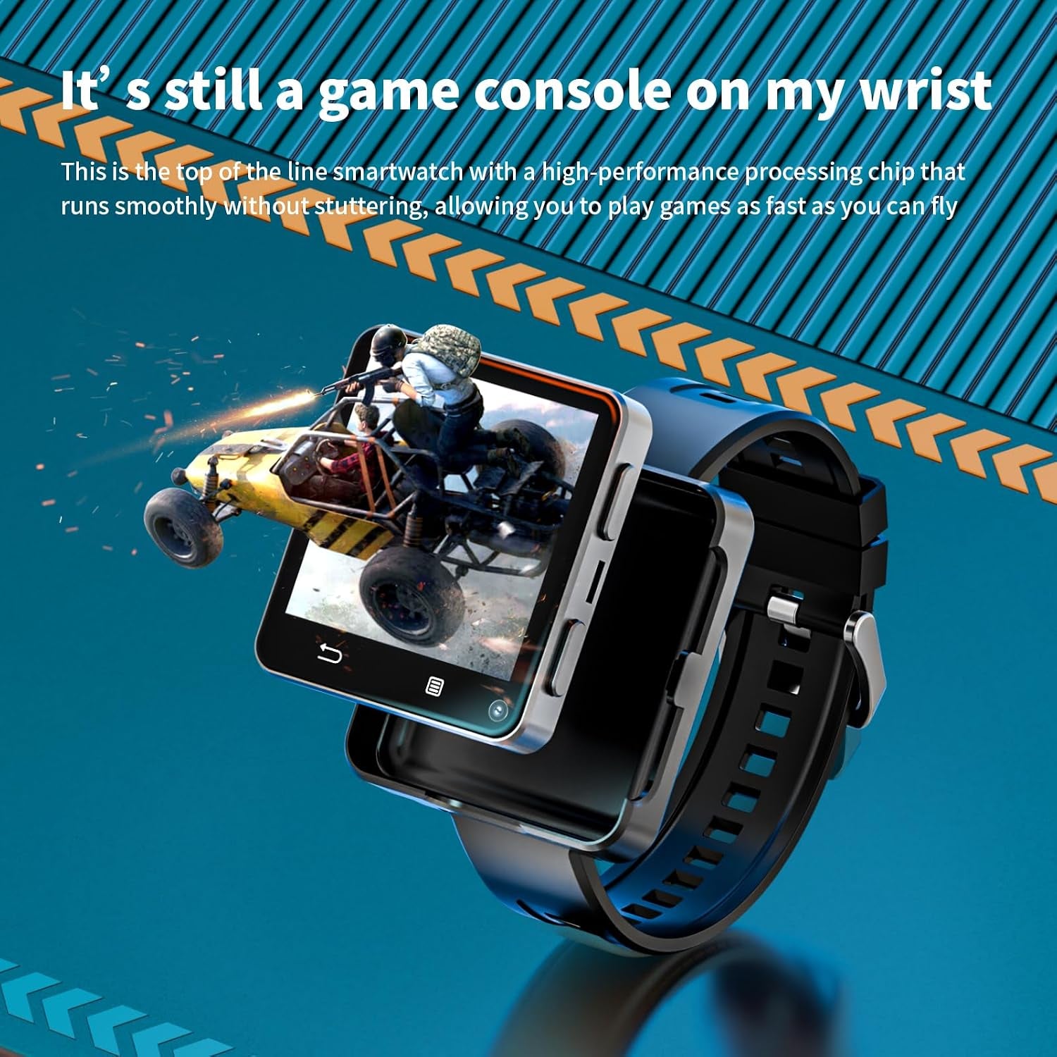 4G Smart Watch Phone Call, 4GB+64GB Android 11 CPU MTK6761 Smartwatch, 2.64" Large Screen Gaming Watch 1200Mah Type-C Port Dual Camera Wifi Bluetooth GPS Smart Watches for Men