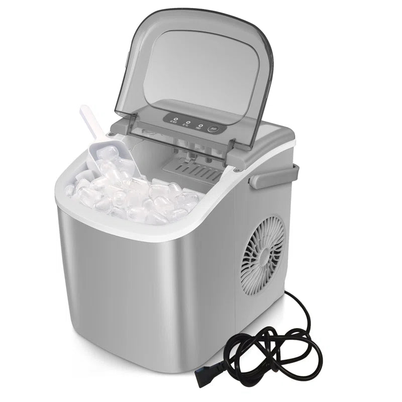 Countertop Ice Maker Ice Machine with Handle,Self-Cleaning Ice Makers, 26Lbs/24H, 9 Ice Cubes Ready in 6 Mins for Home/Kitchen/Bar/Party/Camping