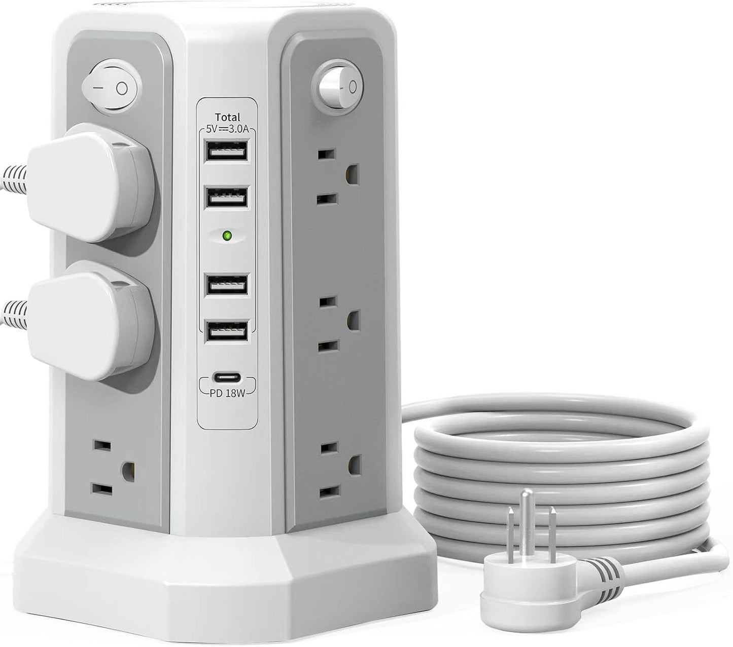 Surge Protector Tower with USB C, 10FT Cord, Power Strip - Black, 1 Pc