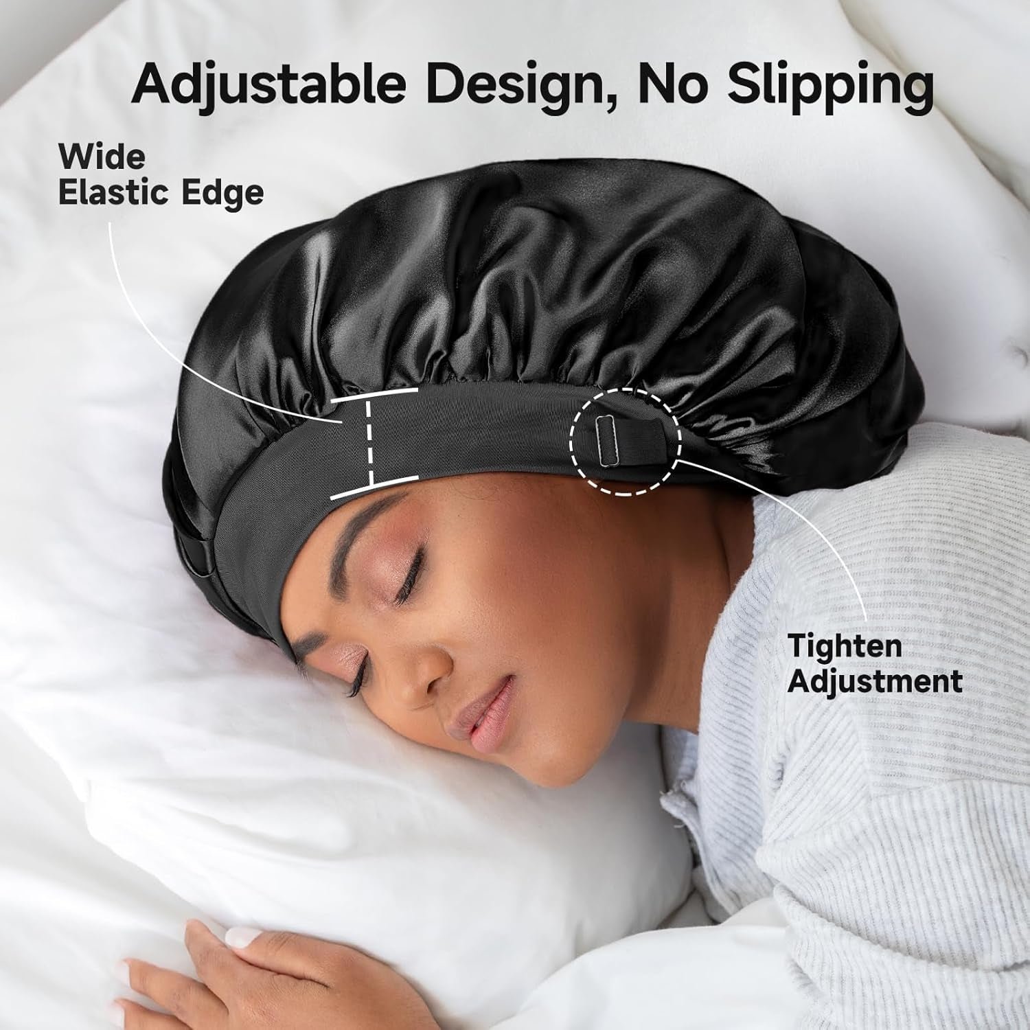 22 Momme 100% Real Mulberry Silk Bonnet for Sleeping Women, Large Hair Care Bonn
