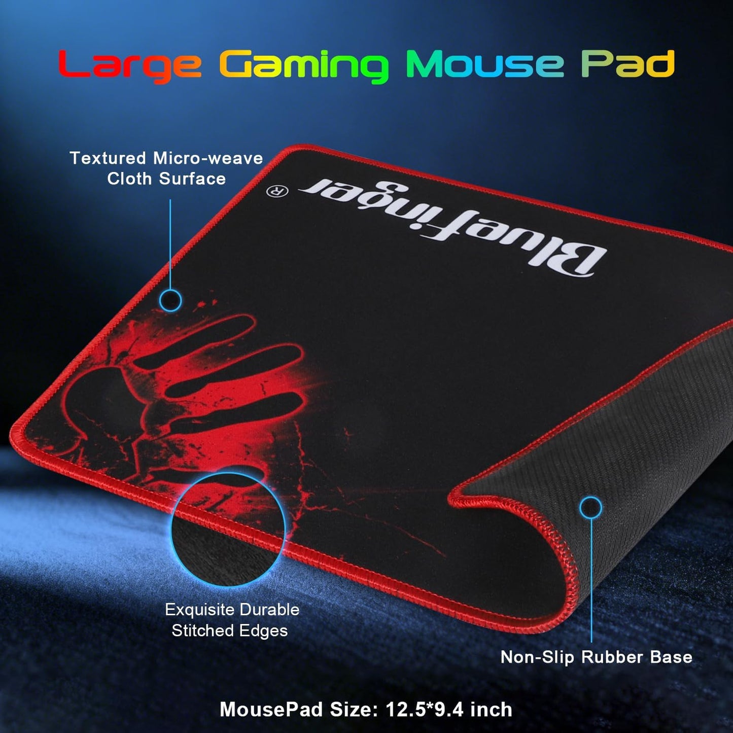 Gaming Keyboard Mouse Headset Combo, USB Wired Crack Backlit,114 Keys Letters Glow LED Keyboard, Red LED Light Headset for Laptop PC Computer Work and Game