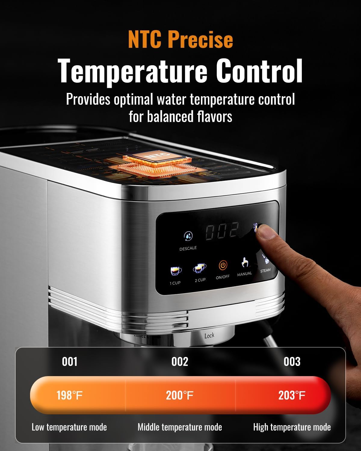 Espresso Machine 20 Bar, Professional Espresso Machine with Milk Frother and Touchscreen, Expresso Coffee Machines with Adjustable Temperature,For Cappuccino, Latte