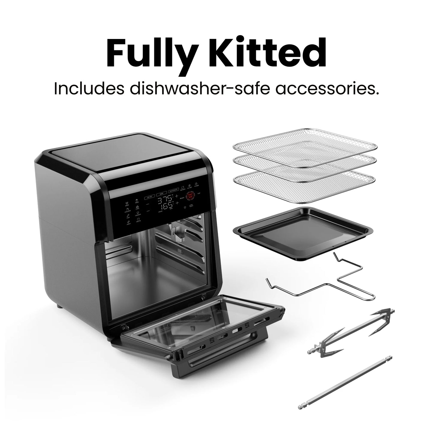 6-In-1 Multifunctional Air Fryer Oven W/ 12 Qt Capacity, Digital Touchscreen - Black