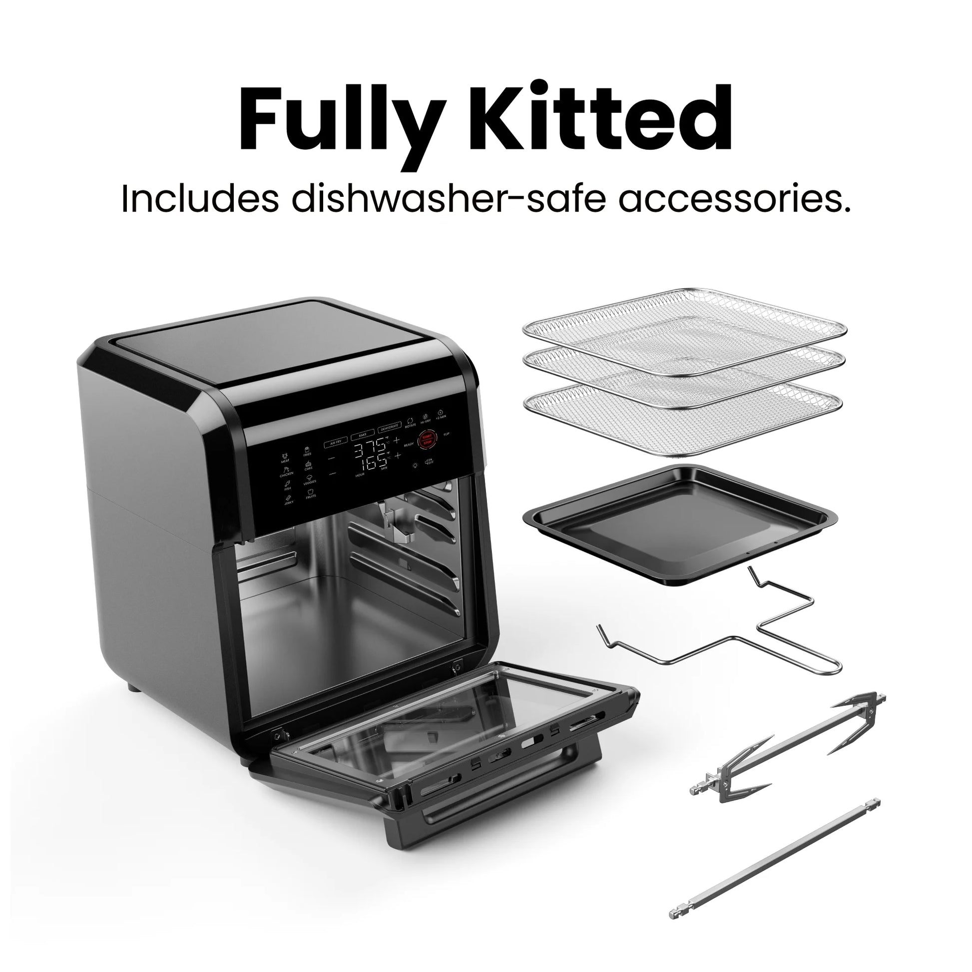 6-In-1 Multifunctional Air Fryer Oven W/ 12 Qt Capacity, Digital Touchscreen - Black