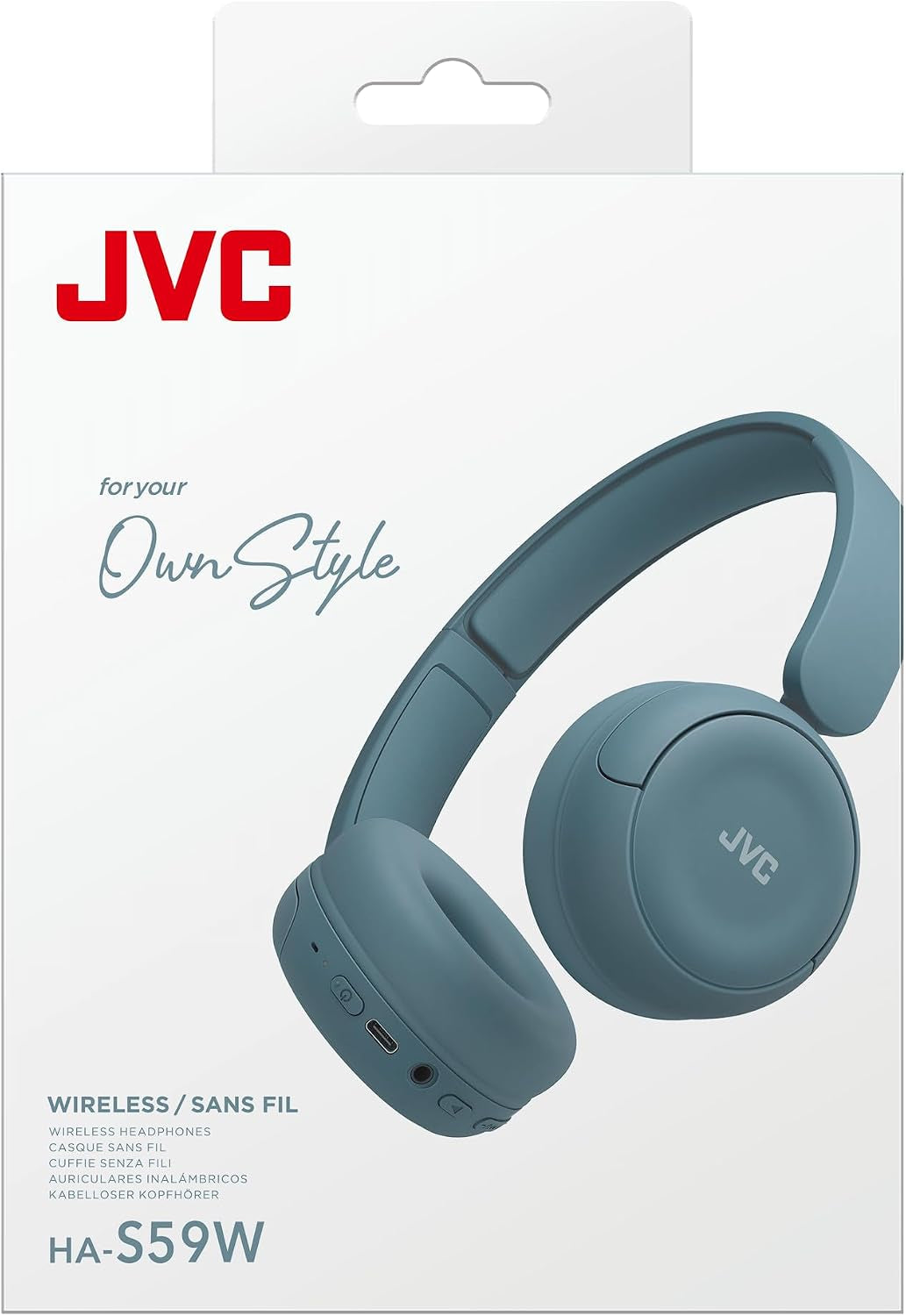 Wireless Headphones with 50H Battery Life, Soft Cushions, Foldable Design, Bluetooth 5.3, Multipoint Connection, App EQ, Built-In Mic – Retro Blue - HAS59WA