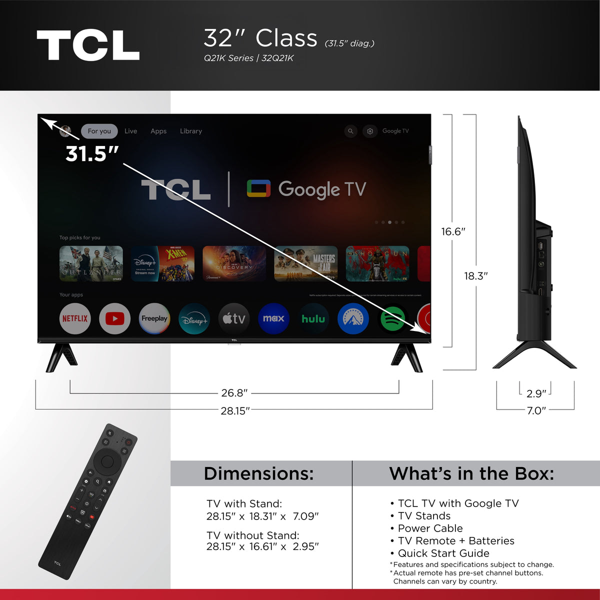 32" Q21K Series (NEW 2025) 720P HD QLED Smart TV with Google TV – 32Q21K