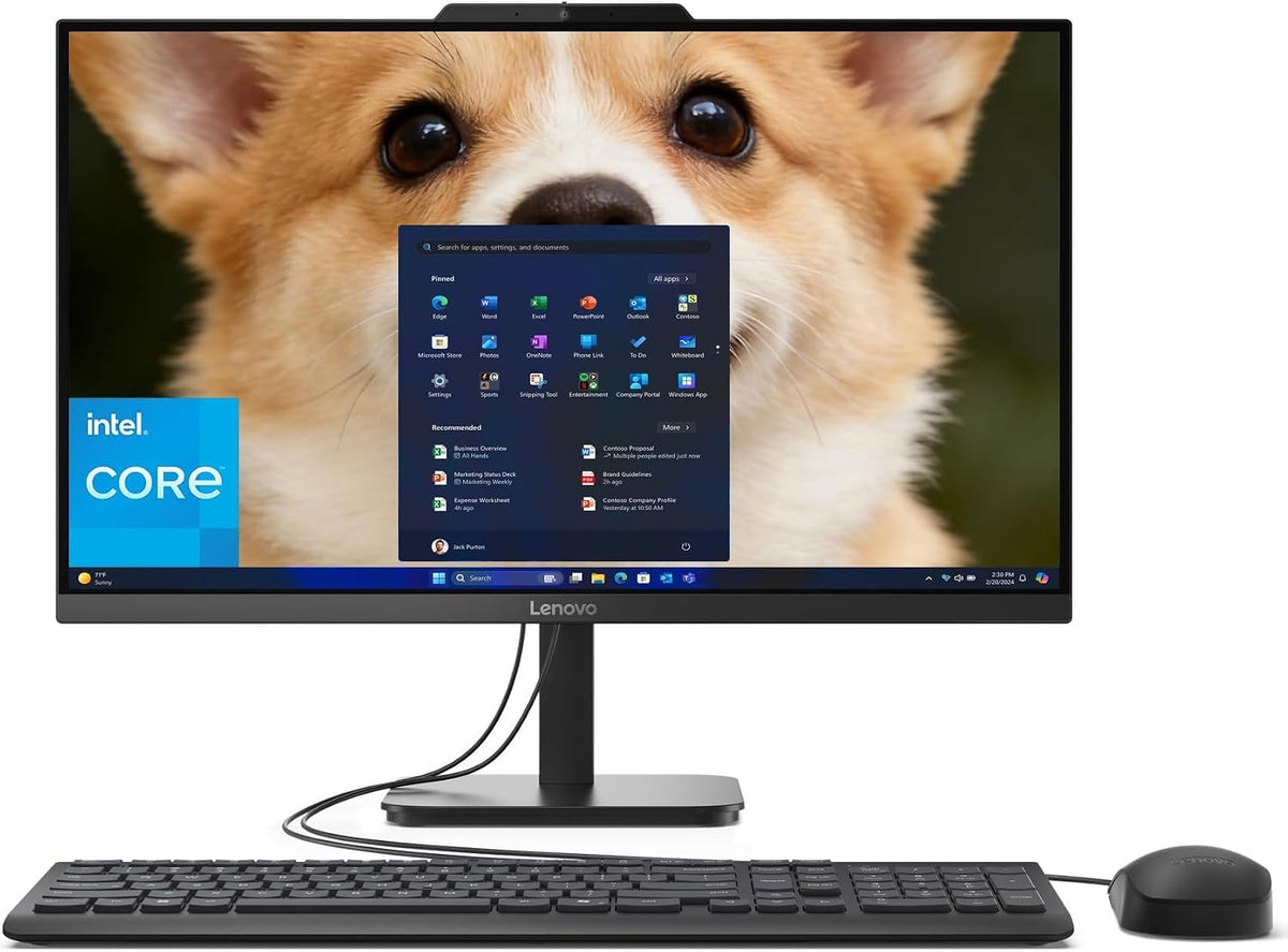 AIO 24" FHD All-In-One Desktop Computer, Lifetime Office 365 for Web, Intel 4-Core Processor, 32GB DDR4 RAM, 1TB Pcie SSD, Wifi 6, Bluetooth 5.2, HDMI, Onyx Black, KB, Windows 11 Home