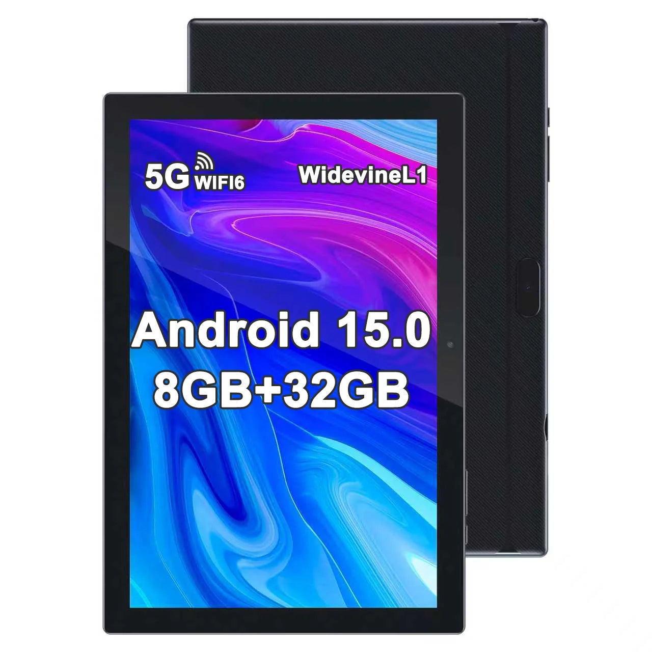 Tablet 10 Inch Android 15 Tablets,8Gb(3+5 Expansion) RAM＆ 32GB ROM 1TB Expand，6000Mah Battery, Quad-Core Processor 2GB RAM Tableta, 8MP Camera Wifi 10.1'' IPS HD Touch Screen Android Tablet Black.