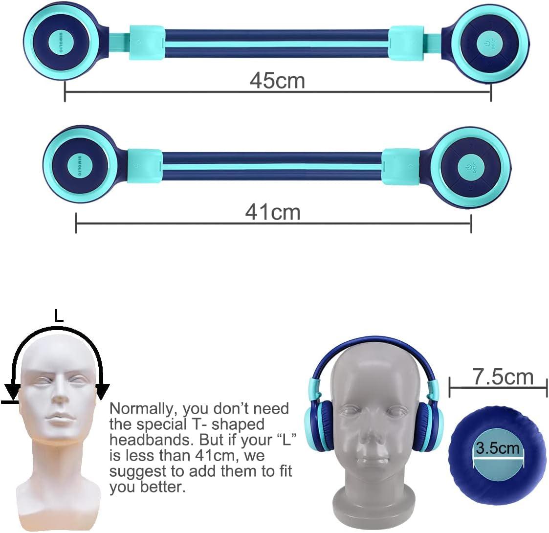 Kids Bluetooth Headphones with Microphone and 75Db,85Db,94Db Volume Limit, Foldable Lightweight & Adjustable, Wireless Headphones for Kids Boys Girls Children Tablet Ipad Blue