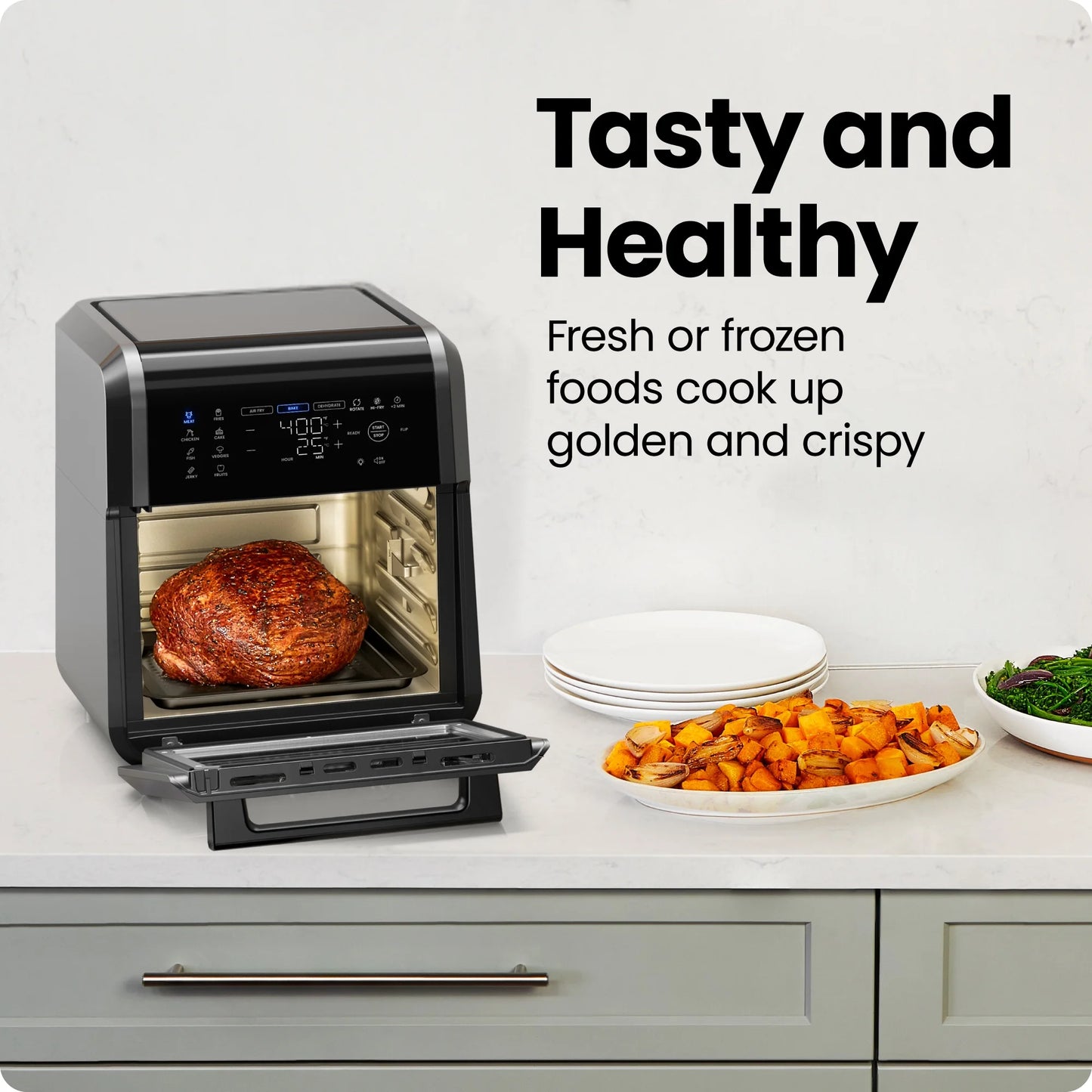 6-In-1 Multifunctional Air Fryer Oven W/ 12 Qt Capacity, Digital Touchscreen - Black