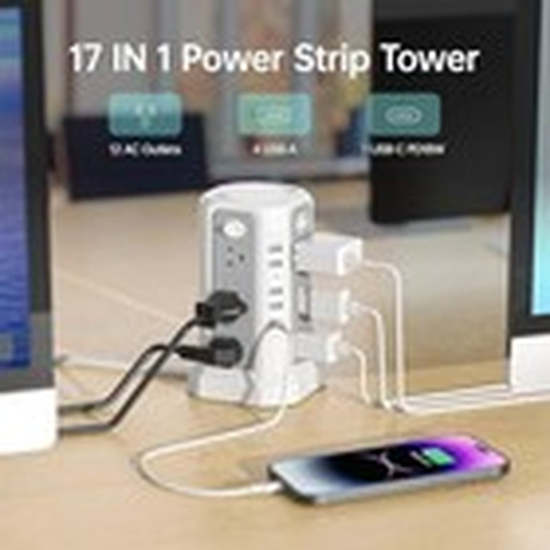 Surge Protector Tower with USB C, 10FT Cord, Power Strip - Black, 1 Pc