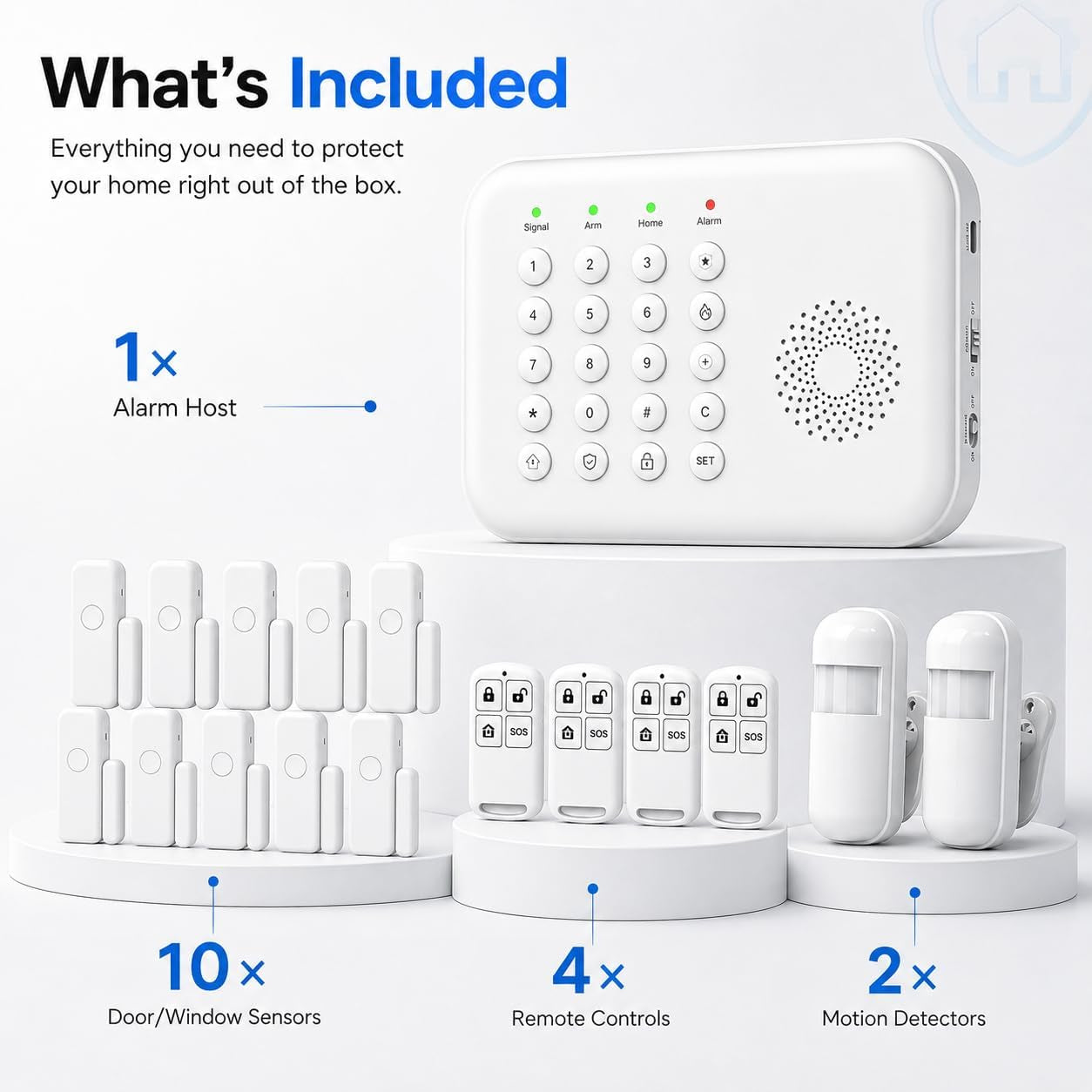 Wireless Home Security System Wifi/4G Home Alarm System with Phone APP Alert | Voice Control | No Subscription Fees | 24/7 Monitoring | Alexa Compatible