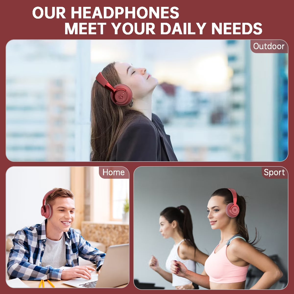 Wireless On-Ear Headphones, Upgraded Bass Hifi Stereo, Foldable and Wireless Wired Mode, Noise Isolating Over-Ear Headphones with Mic and Volume Control for Computer Laptop Mobile