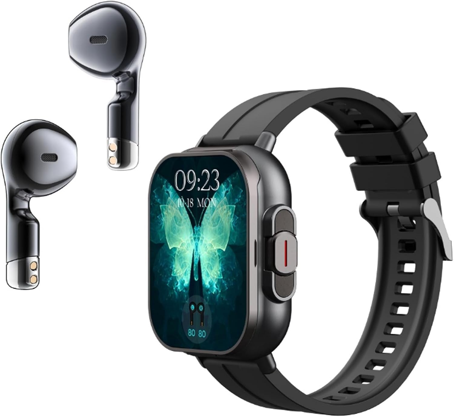 Smartwatch with Earbuds, Earbuds Watches with Silicone Band, 2.01 Inch Screen, Tracker Watch with Earbuds Inside, Support NFC, IP67, Charging