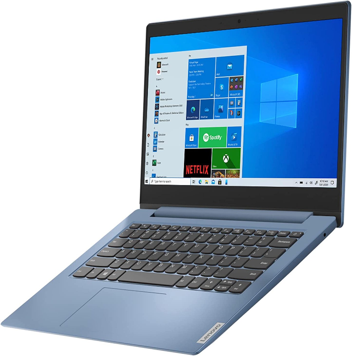 Ideapad 1 14 Laptop, 14.0" HD Display, Intel Celeron N4020, 4GB RAM, 64GB Storage, Intel UHD Graphics 600, Win 10 in S Mode, Ice Blue