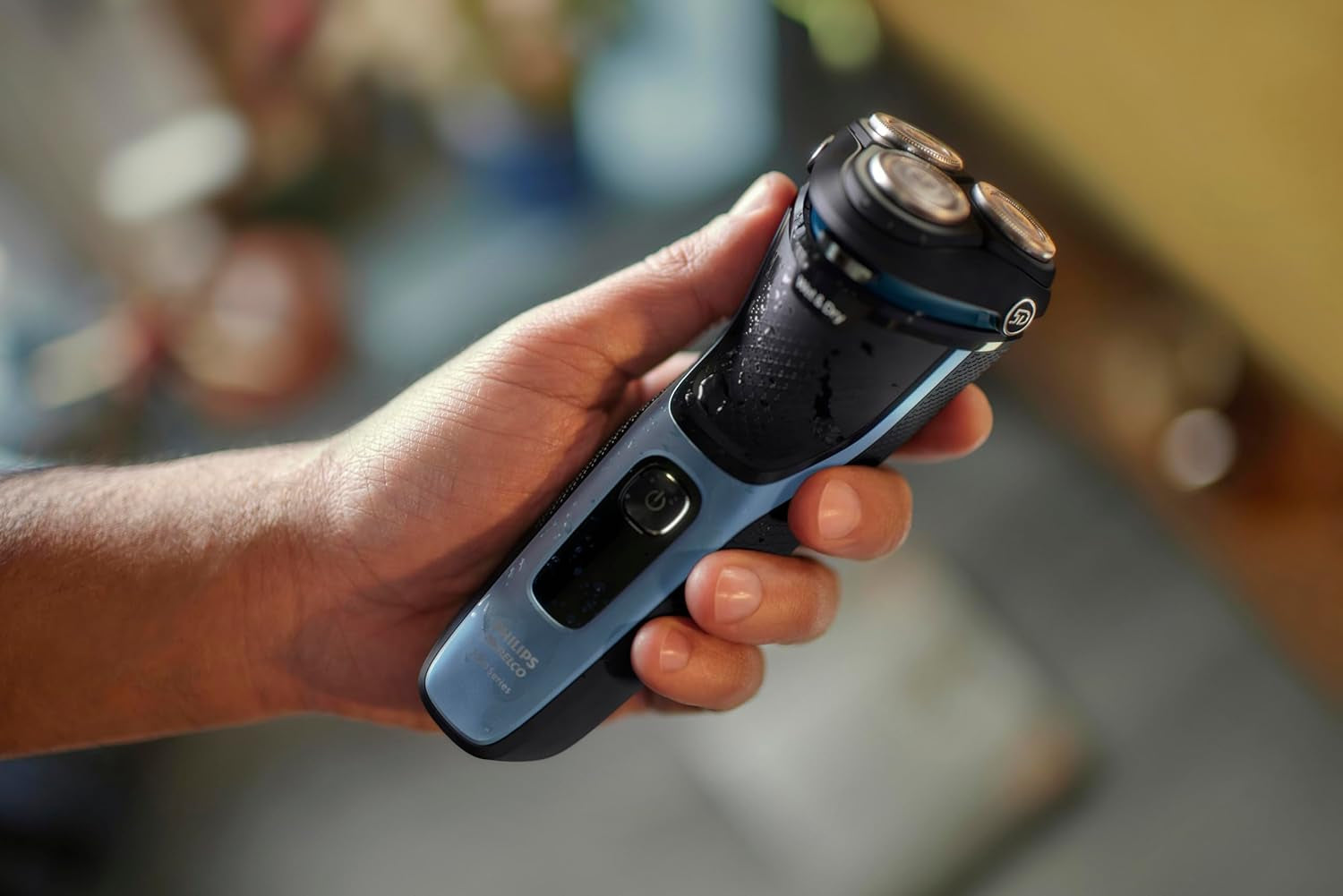 Shaver 3600 Series, Wet and Dry Electric Shaver, P-Cap, Travel Pouch, Storm Blue, Model S3243/91