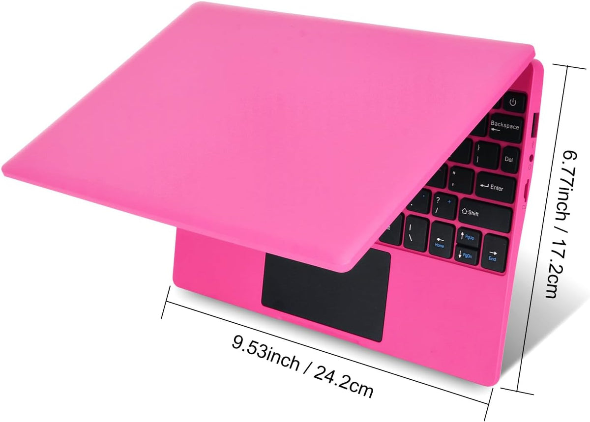 10.1Inch Laptop,Quad-Core Processor with Android 12.0 OS,2GB RAM,64GB Emmc,Built-In Camera, Wifi,Usb Interface,Tpye-C Charging for Learning and Entertainment (Pink 2GB+64GB)