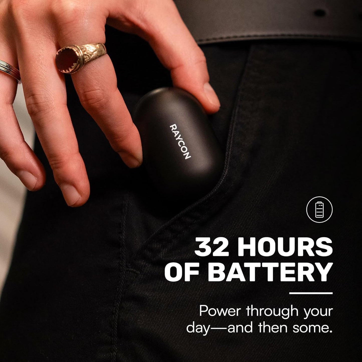 Everyday Earbuds Classic Bluetooth Wireless with Microphone - Stereo Sound, Active Noise Canceling, In-Ear Bluetooth Headset True Wireless Earbuds 32 Hours Playtime (Black)